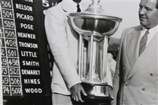 Ben Hogan with Large Trophy Black & White Matted Photo