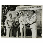 Ben Hogan with Large Goodall Invitation Match Play Trophy Black & White Matted Photo