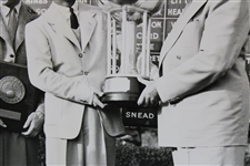 Ben Hogan with Large Goodall Invitation Match Play Trophy Black & White Matted Photo