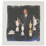 Tiger Woods with Major Trophies & US Am Trophy Large Golf Digest Matted Color Photo