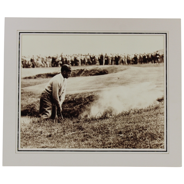 Bobby Jones Hits Out of Bunker Large Sepia Tone Matted Photo