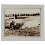 Bobby Jones Hits Out of Bunker Large Sepia Tone Matted Photo