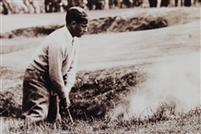 Bobby Jones Hits Out of Bunker Large Sepia Tone Matted Photo