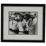 Bobby Jones Holding US Open Trophy with Arms Locked Black & White Photo - Framed