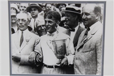 Bobby Jones Holding US Open Trophy with Arms Locked Black & White Photo - Framed