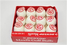 Classic Dunlop Maxfli Red/90 Single Wrapped Dozen Golf Balls in Original Box