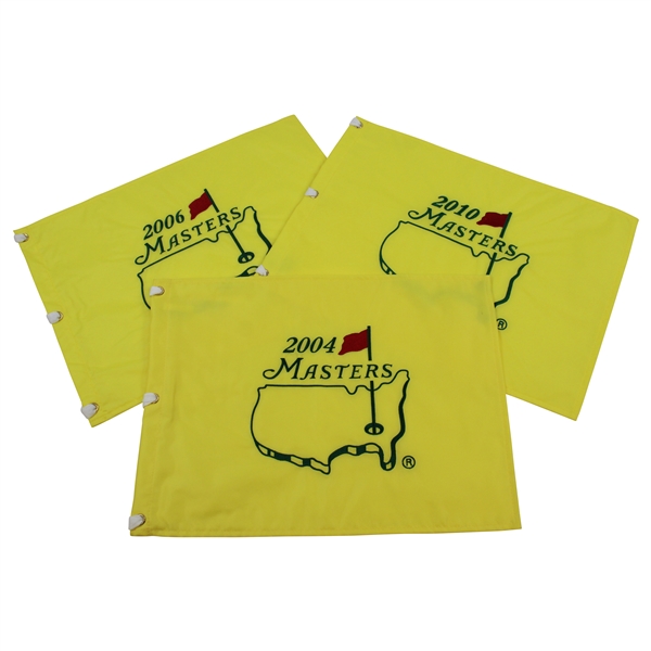 Three (3) Masters Embroidered Flags - 2004, 2006 & 2010 - Phil Mickelson Winning Years