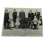 Bobby Jones & Family Welcome President Eisenhower to Augusta 1953 AP Wire Photo