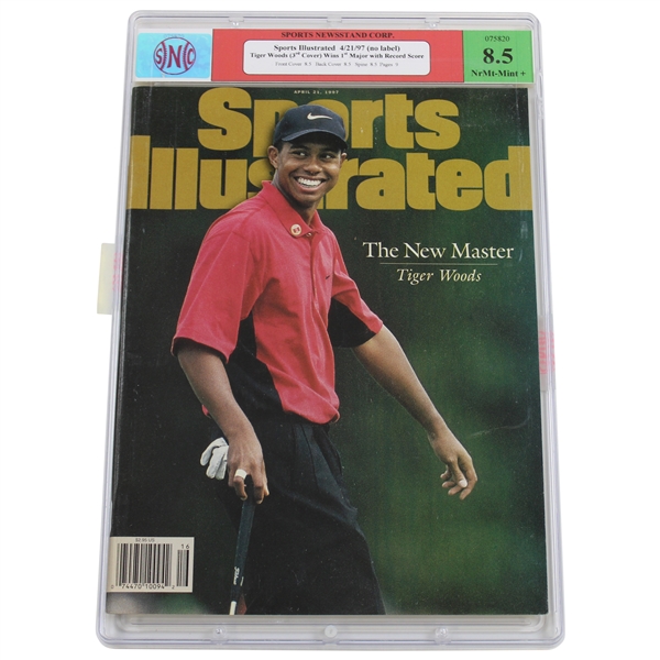 Tiger Woods 1997 Sports Illustrated Wins First Major No Label 4/21/97 - SNC #075820 NrMt-Mint+ 8.5