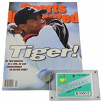 1997 Masters Tournament SERIES Badge with 1997 Sports Illustrated Tiger Woods Cover