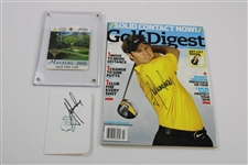 Trevor Immelman Signed 2008 Masters Flag, Golf Digest & ANGC Scorecard with 2008 Masters SERIES Badge JSA ALOA