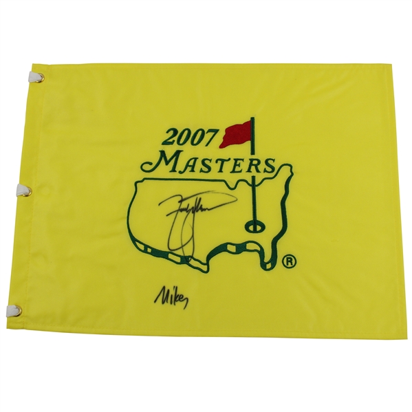 Zach Johnson Signed 2007 Masters Tournament Embroidered Flag JSA ALOA
