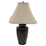 Classic Hand Painted Bobby Jones Tees Off with Crossed Clubs Hunter Green Table Lamp - Works