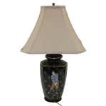 Classic Hand Painted Bobby Jones Tees Off with Crossed Clubs Hunter Green Table Lamp - Works