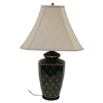 Classic Hand Painted Bobby Jones Tees Off with Crossed Clubs Hunter Green Table Lamp - Works