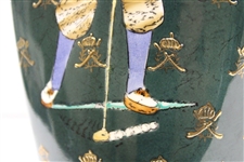 Classic Hand Painted Bobby Jones Tees Off with Crossed Clubs Hunter Green Table Lamp - Works
