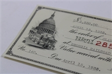 1934 Augusta National GC Promissory Check No. 140 Signed by Clifford Roberts JSA ALOA
