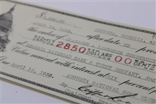 1934 Augusta National GC Promissory Check No. 140 Signed by Clifford Roberts JSA ALOA