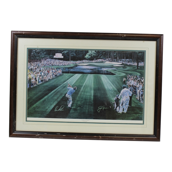 Sunday at Augusta Palmer & Jack on 16th Hole Tee Box Hamlin Print - Framed