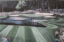 Sunday at Augusta Palmer & Jack on 16th Hole Tee Box Hamlin Print - Framed