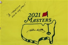 Jim Nantz Signed 2021 Masters Flag with 'A Tradition Unlike Any Other' BECKETT #BC94694