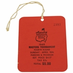 1949 Masters Tournament Final Round Ticket #2393 with Original String