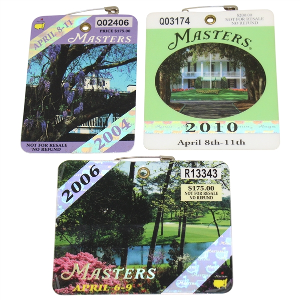 2004, 2006, &2010 Masters SERIES Badges - Phil Mickelson Victories
