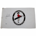 Tiger Woods Signed 2002 US Open at Bethpage Black Embroidered Flag UDA #BAJ15441