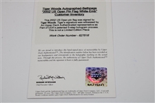 Tiger Woods Signed 2002 US Open at Bethpage Black Embroidered Flag UDA #BAJ15441