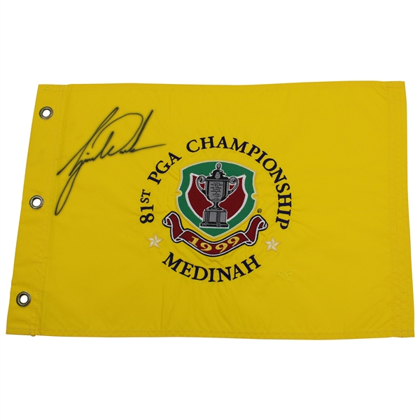 Tiger Woods Signed 1999 PGA Championship at Medinah Embroidered Pinny Flag JSA ALOA