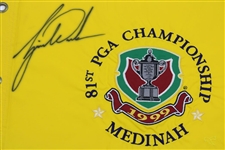Tiger Woods Signed 1999 PGA Championship at Medinah Embroidered Pinny Flag JSA ALOA