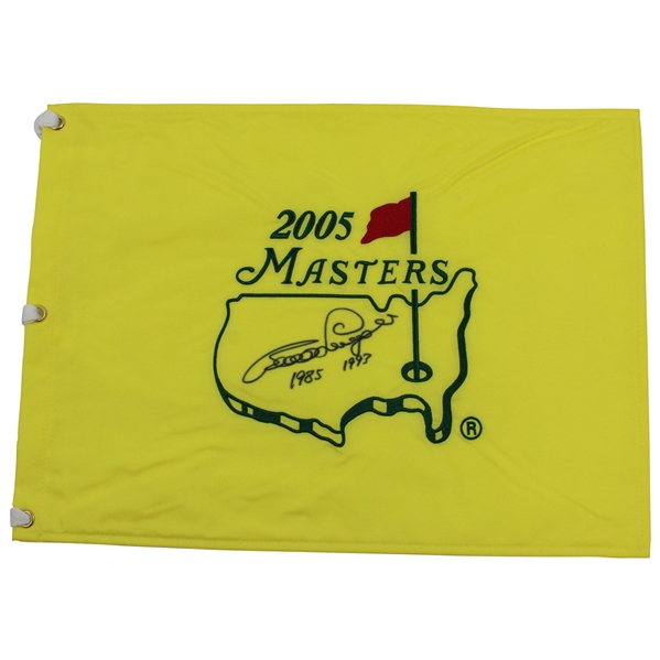 Bernhard Langer Signed 2005 Masters Embroidered Flag with Years Won JSA ALOA