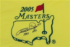Bernhard Langer Signed 2005 Masters Embroidered Flag with Years Won JSA ALOA