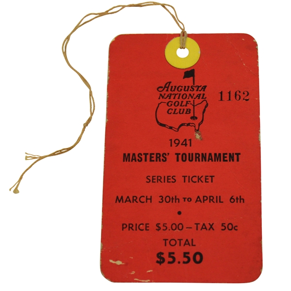 1941 Masters Tournament SERIES Ticket #1162 with Original String