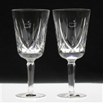 Pair of Augusta National Golf Club Masters Logo Waterford Crystal Wine Goblets in Box