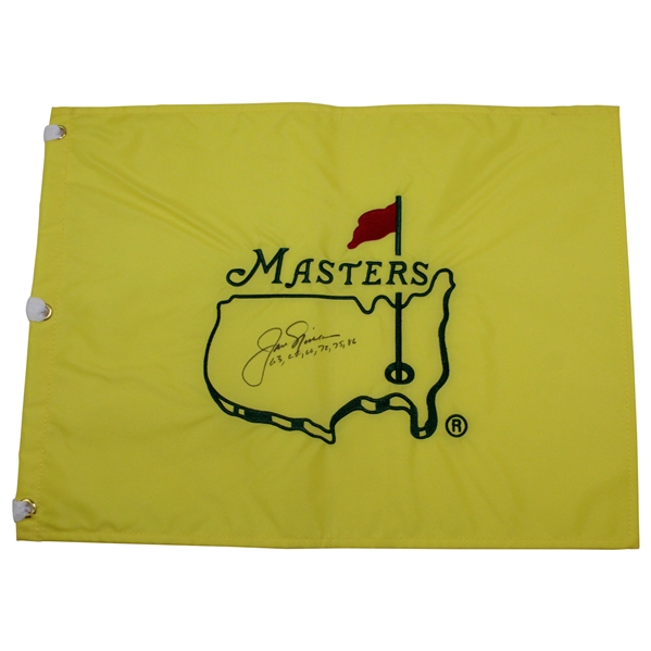 Jack Nicklaus Signed Undated Masters Embroidered Flag with Years Won Notation JSA ALOA