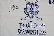 Jack Nicklaus Signed The Old Course St. Andrews Links White Screen Flag with Years Won JSA ALOA