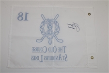 Jack Nicklaus Signed The Old Course St. Andrews Links White Screen Flag with Years Won JSA ALOA