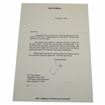 Jack Nicklaus Signed November 7, 1996 Letter to Gene Sarazen on Jack Nicklaus Letterhead JSA #Q49478