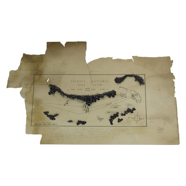 Historic Augusta National Hole #14 (5 today) Plans Signed by Alister MacKenzie with Handwritten Notes - JSA & PSA - Last Known