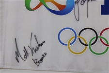 Rose (Gold), Stenson (Silver), & Kuchar (Bronze) Signed 2016 Rio Olympics Golf Flag JSA ALOA