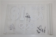 Rose (Gold), Stenson (Silver), & Kuchar (Bronze) Signed 2016 Rio Olympics Golf Flag JSA ALOA