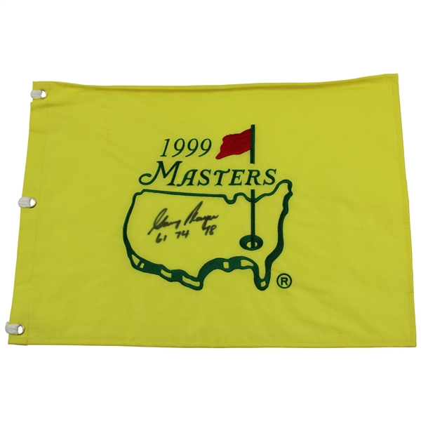 Gary Player Signed 1999 Masters Embroidered Flag with Dates Won JSA ALOA