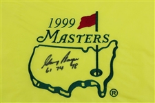 Gary Player Signed 1999 Masters Embroidered Flag with Dates Won JSA ALOA