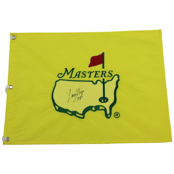 Larry Mize Signed 1997 Masters Fully Embroidered Flag with 1987 JSA ALOA