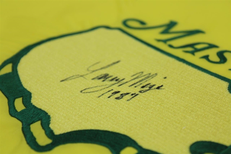 Larry Mize Signed 1997 Masters Fully Embroidered Flag with '1987' JSA ALOA