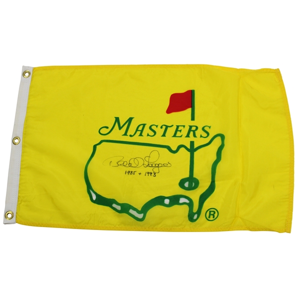 Bernard Langer Signed 1995 Masters Yellow Screen Flag with 1985 & 1993 JSA ALOA