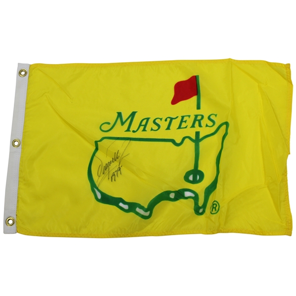 Fuzzy Zoeller Signed 1995 Masters Yellow Screen Flag with 1979 JSA ALOA