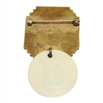 Champion Johnny Goodman's Purported 1933 US Open Contestant Badge #63 with Wire Photo