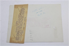 Champion Johnny Goodman's Purported 1933 US Open Contestant Badge #63 with Wire Photo